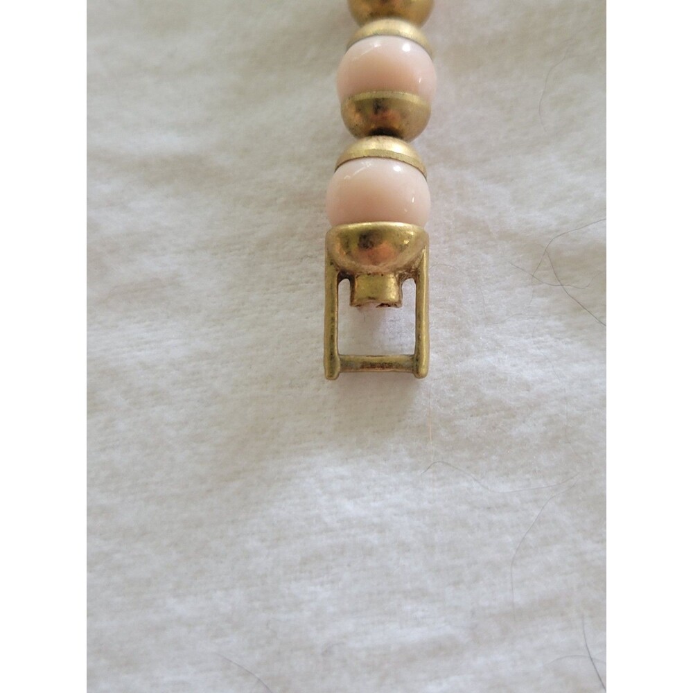 Vintage Avon Faux Angel Skin Marbled Pink & Gold Bead Necklace & Bracelet Set - Picture 4 of 6